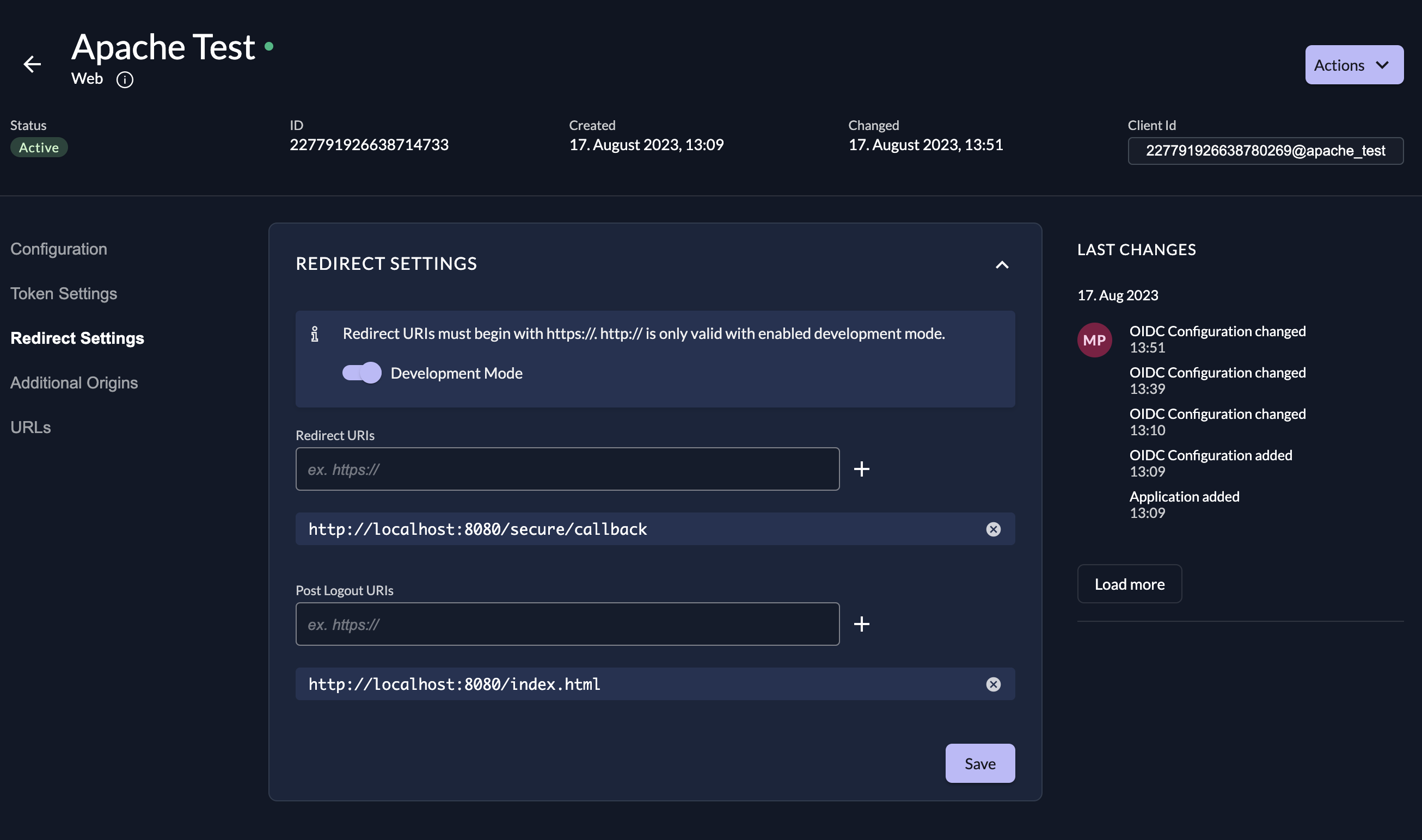 Redirect Settings